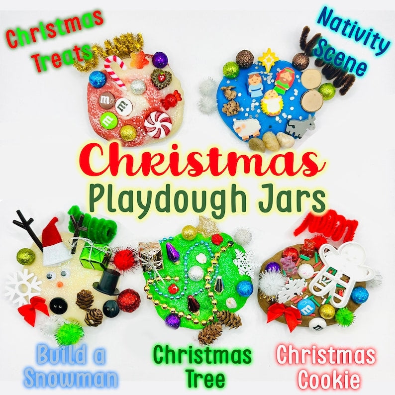 Christmas Playdough Jars Activity Toys Poppy and Pine Creations