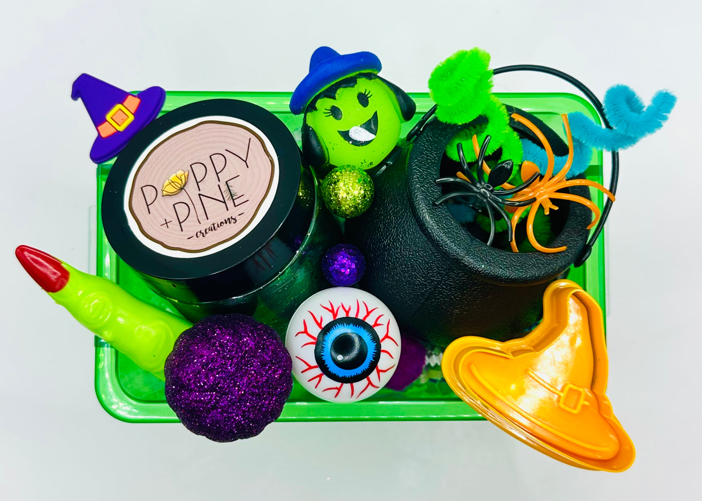 Halloween-Mid-sized Witches Brew Playdough Sensory Kit Activity Toys Poppy and Pine Creations