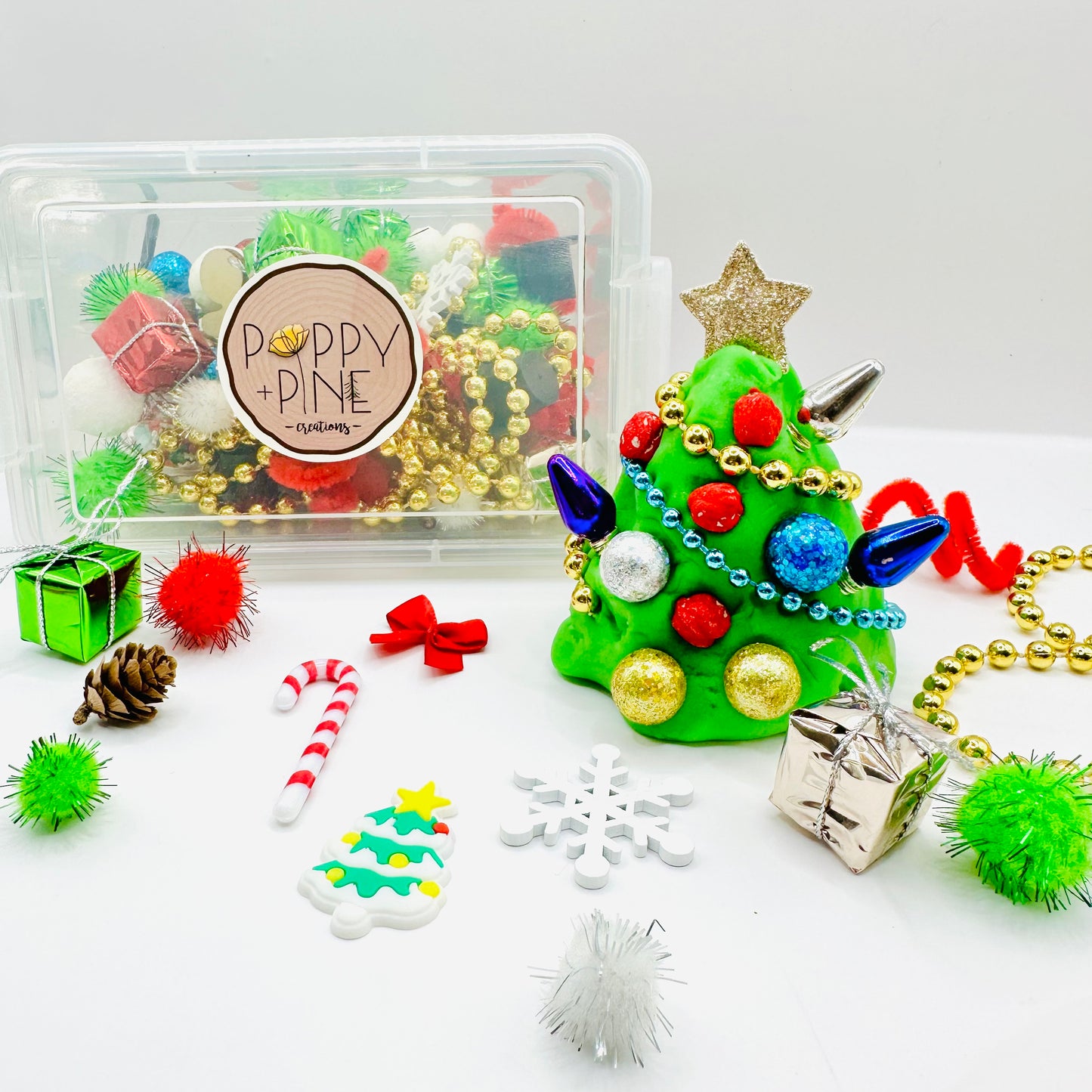 Christmas Tree Playdough Kit Activity Toys Poppy and Pine Creations