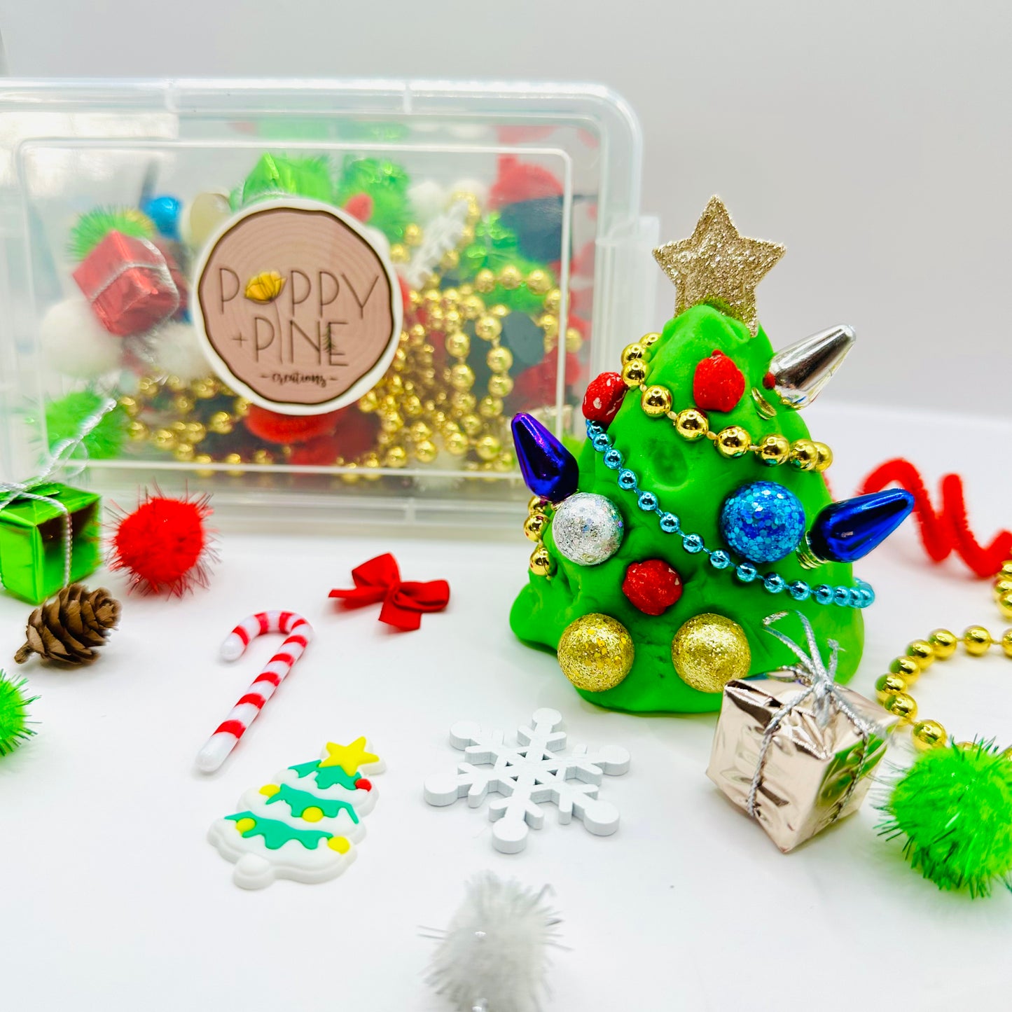 Christmas Tree Playdough Kit Activity Toys Poppy and Pine Creations