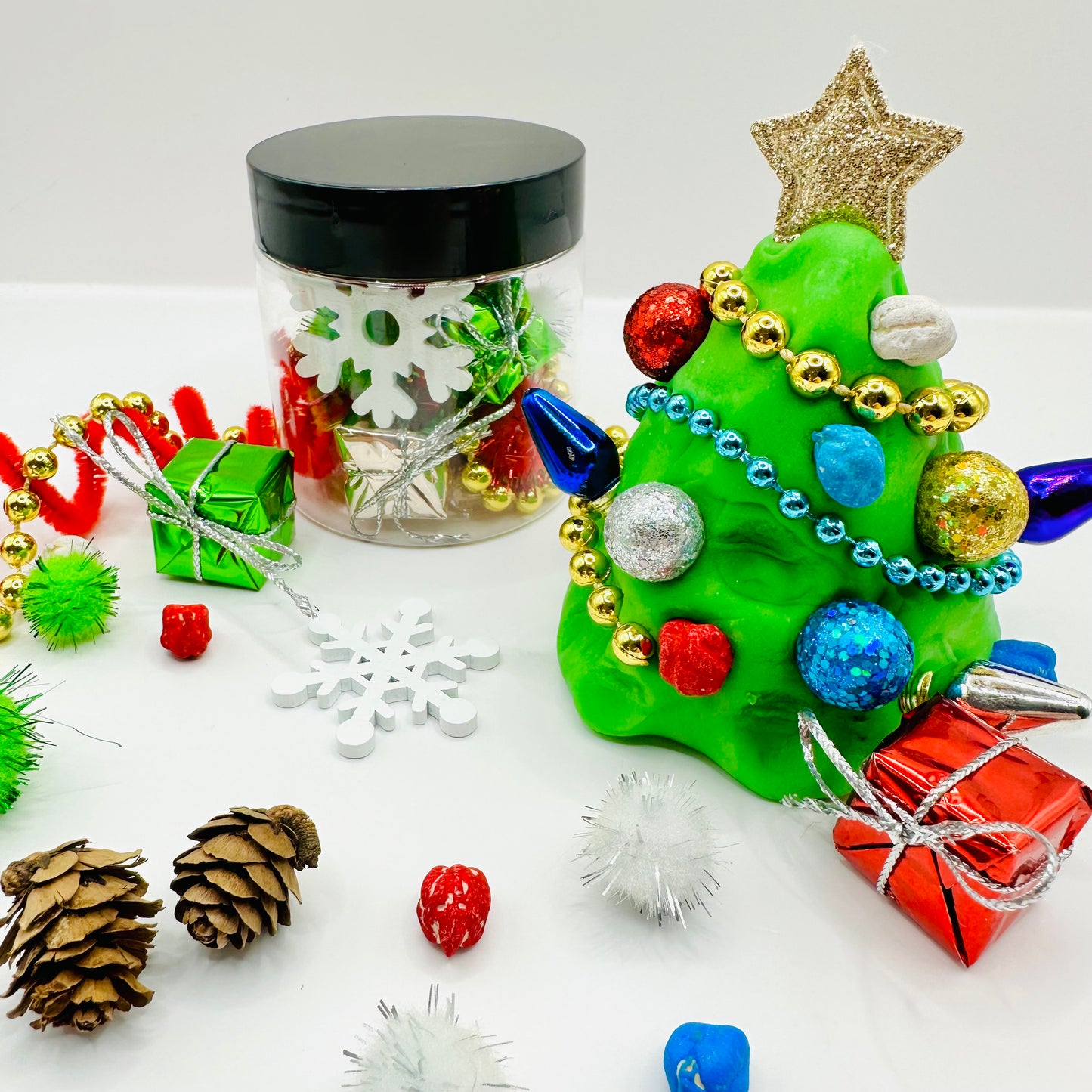 Christmas Tree Playdough Jar Activity Toys Poppy and Pine Creations