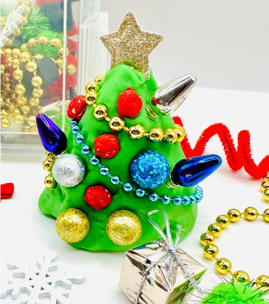 Christmas Tree Playdough Jar Activity Toys Poppy and Pine Creations
