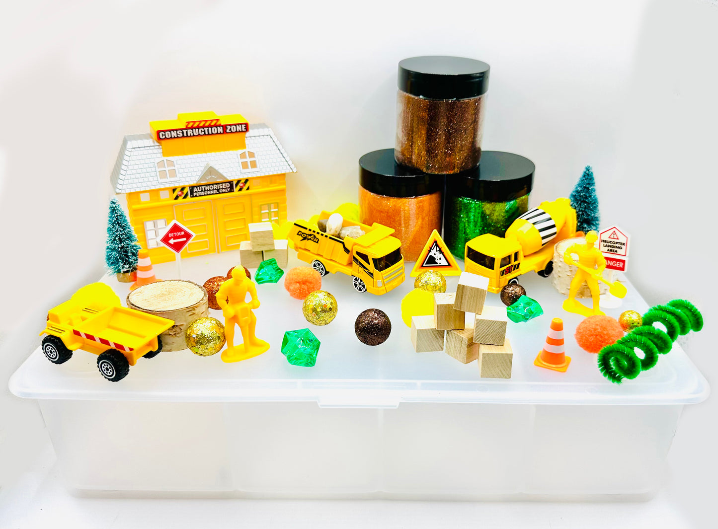 Deluxe Construction Zone Playdough Sensory Kit Activity Toys Poppy and Pine Creations
