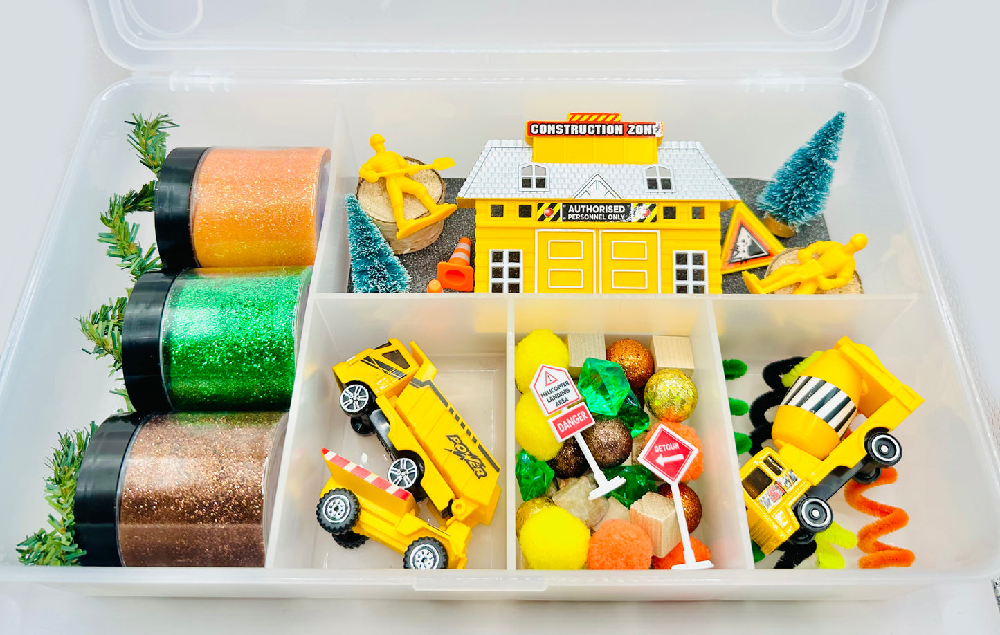 Deluxe Construction Zone Playdough Sensory Kit Activity Toys Poppy and Pine Creations