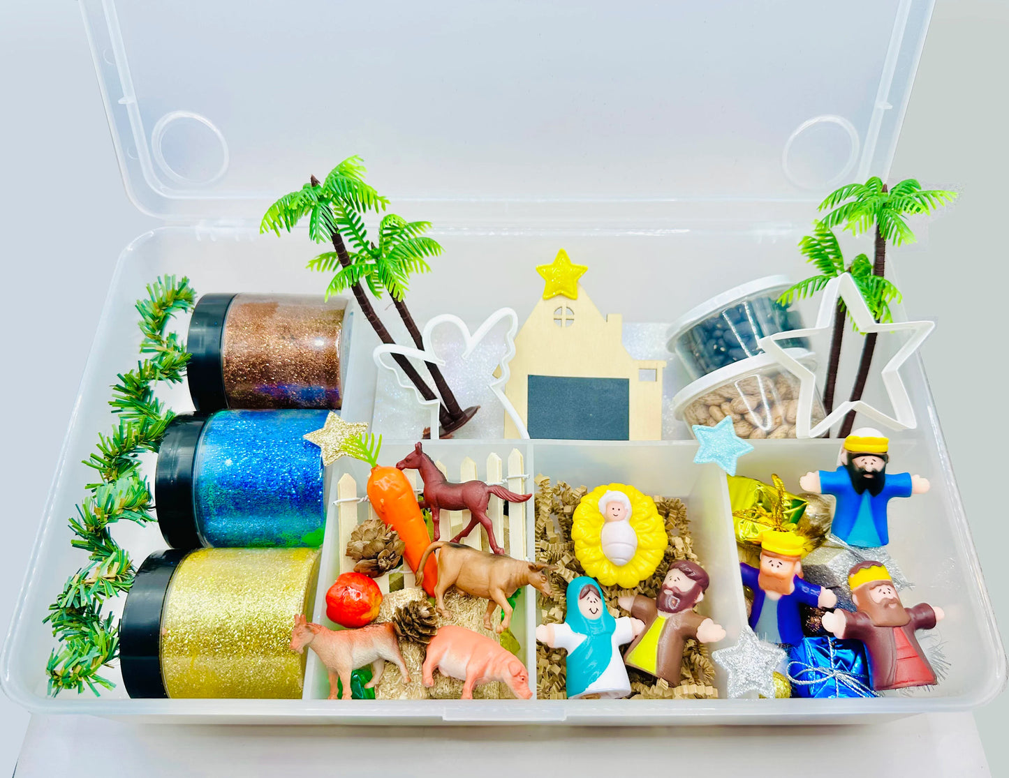 Christmas- Deluxe Nativity Playdough Sensory Kit Activity Toys Poppy and Pine Creations
