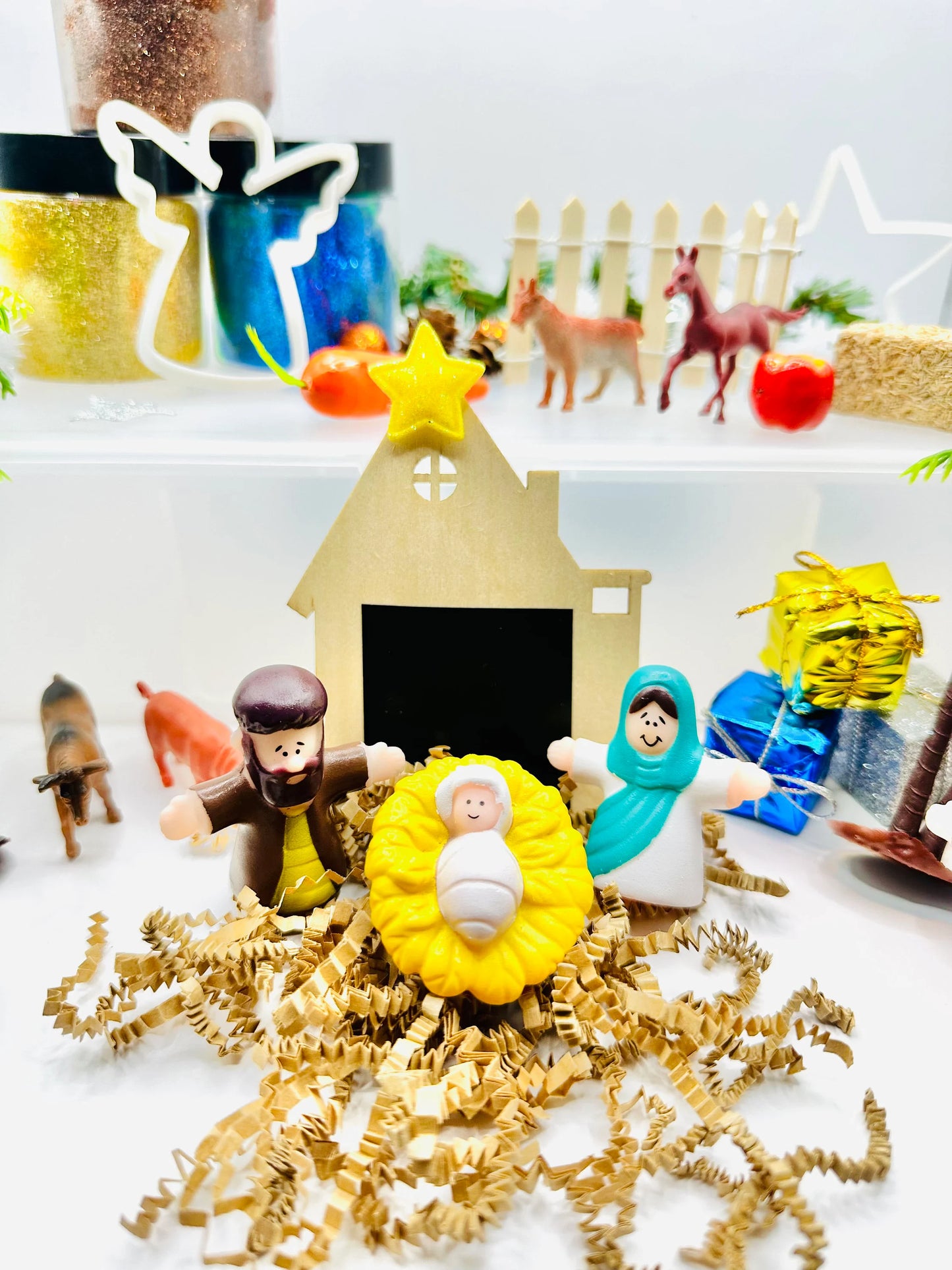 Christmas- Deluxe Nativity Playdough Sensory Kit Activity Toys Poppy and Pine Creations