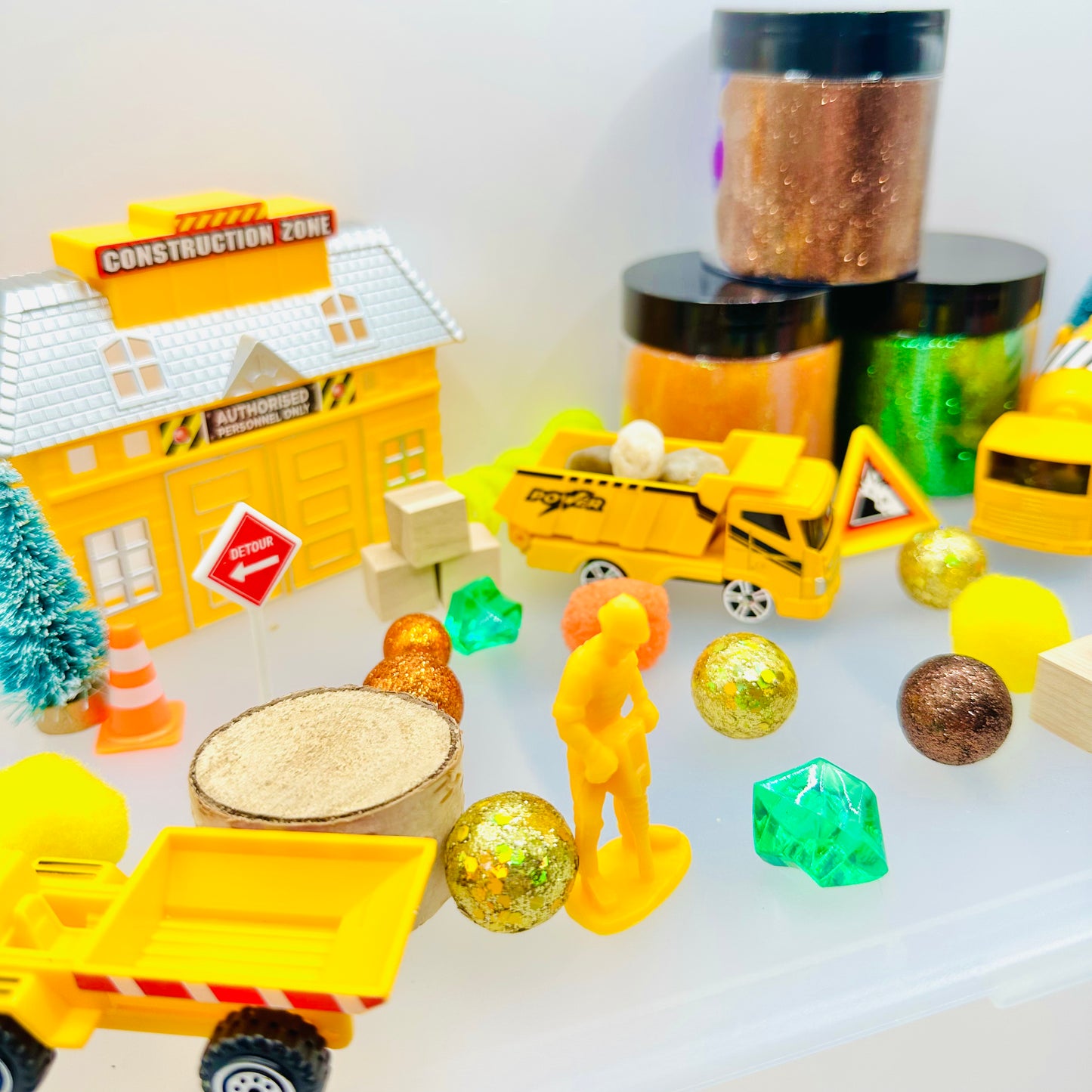 Deluxe Construction Zone Playdough Sensory Kit Activity Toys Poppy and Pine Creations