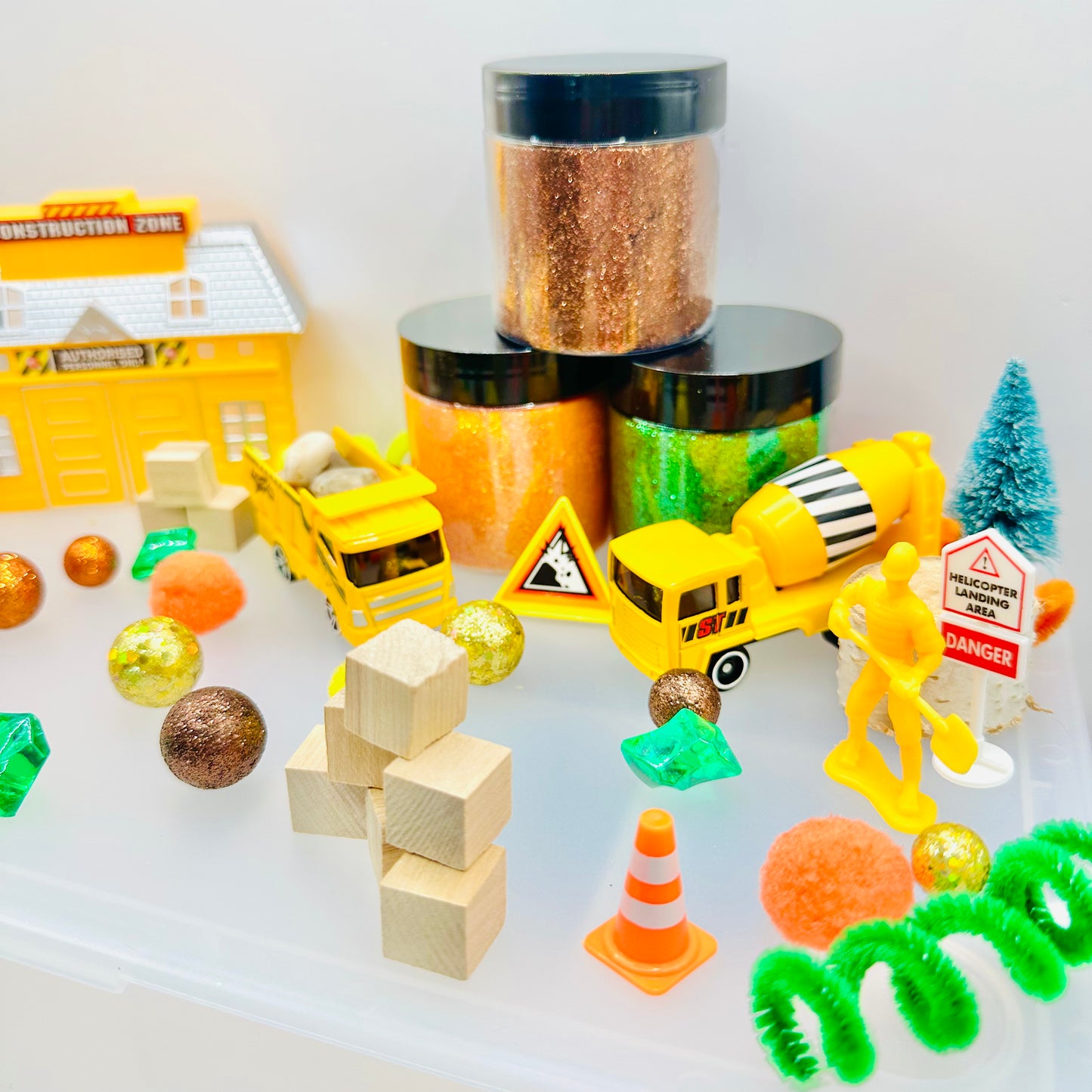 Deluxe Construction Zone Playdough Sensory Kit Activity Toys Poppy and Pine Creations