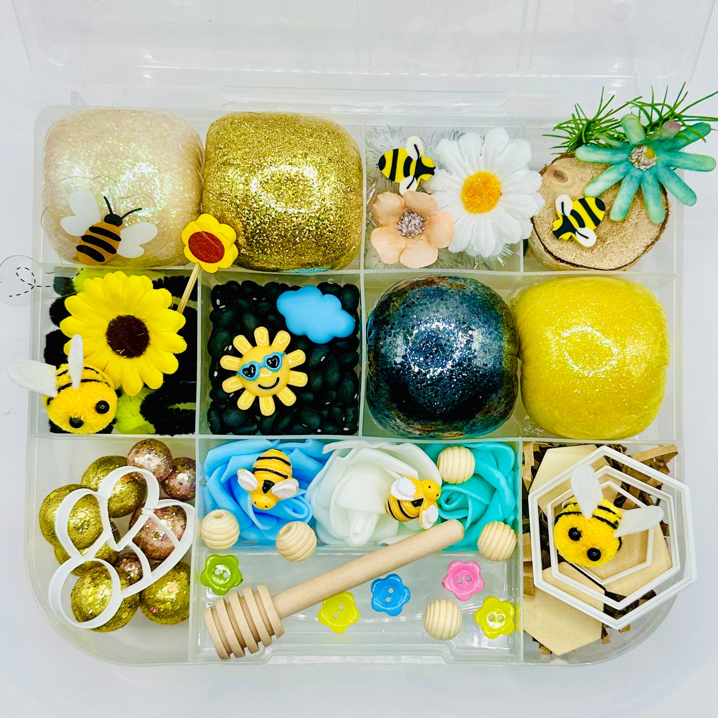 Bumblebee Playdough Sensory Kit Activity Toys Poppy and Pine Creations