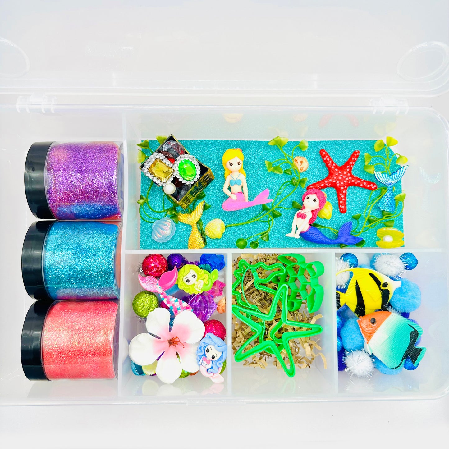 Deluxe Mermaid Playdough Sensory Kit Activity Toys Poppy and Pine Creations