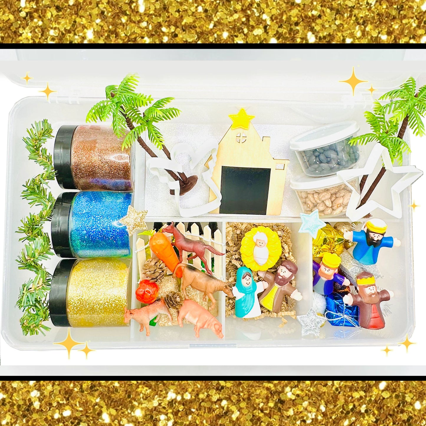 Christmas- Deluxe Nativity Playdough Sensory Kit Activity Toys Poppy and Pine Creations