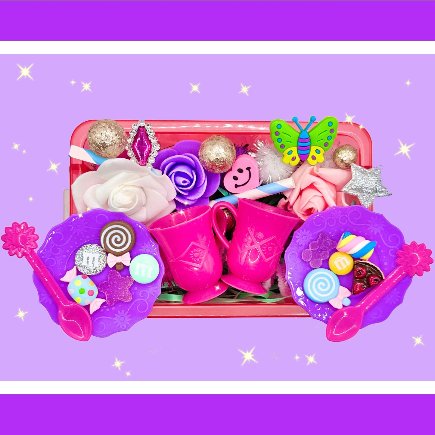Tea Party Playdough Sensory Box Activity Toys Poppy and Pine Creations