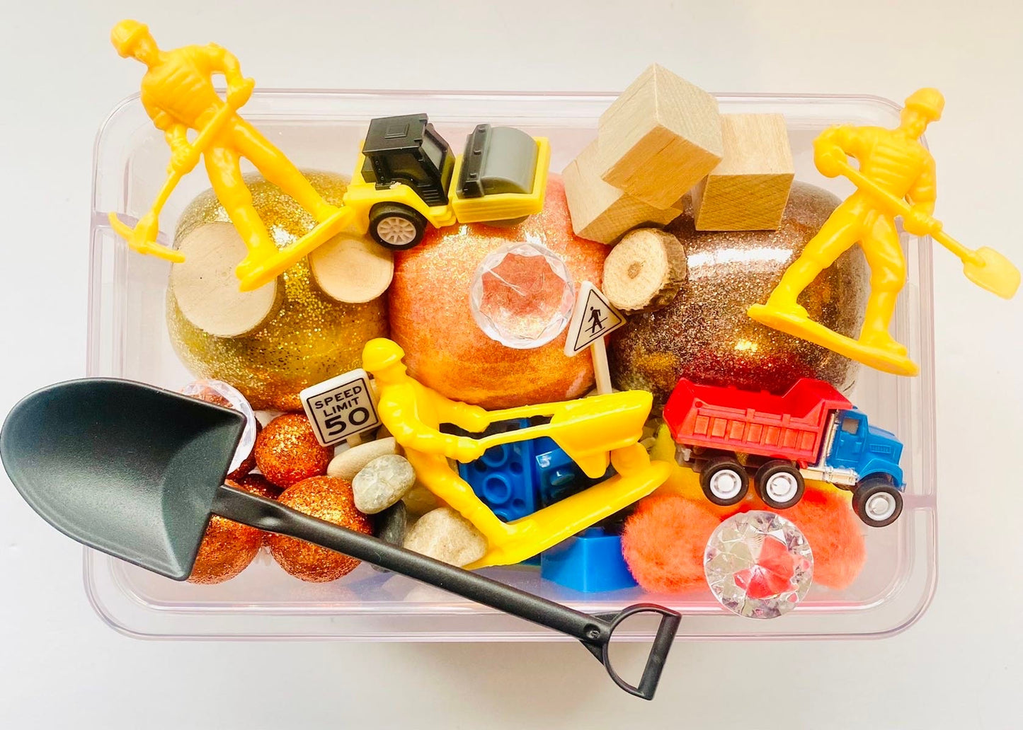 Construction Zone Playdough Sensory Box Activity Toys Poppy and Pine Creations