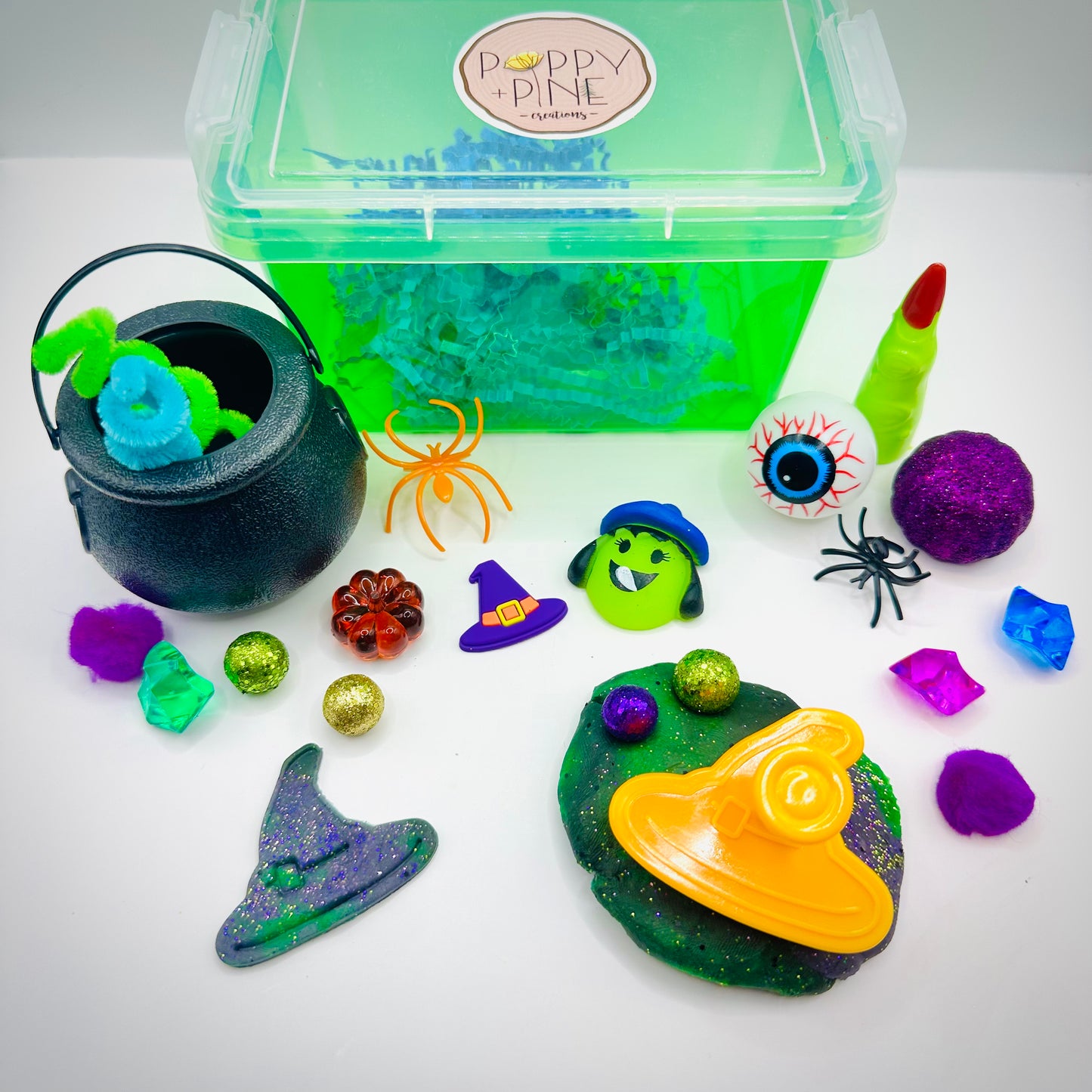 Load image into Gallery viewer, Mid-sized Witches Brew Playdough Sensory Kit Activity Toys Poppy and Pine Creations   
