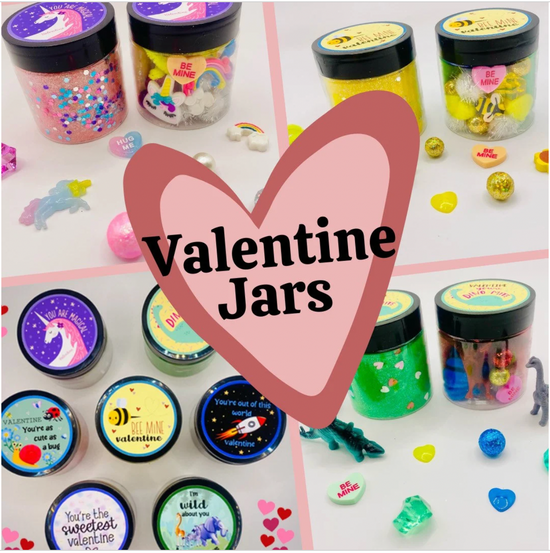 Valentine Playdough Jar Kits Activity Toys Poppy and Pine Creations   