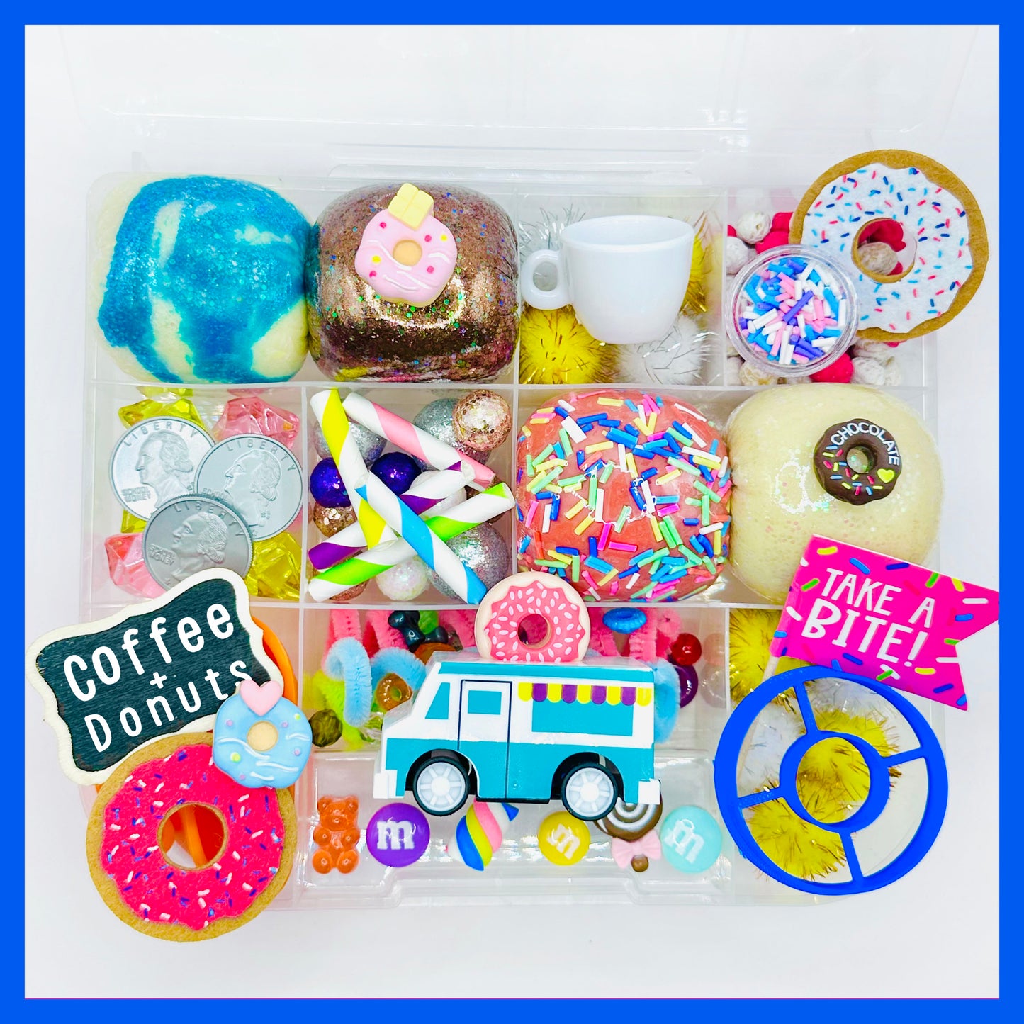 Donuts and Coffee Play Dough Sensory Kit Activity Toys Poppy and Pine Creations   