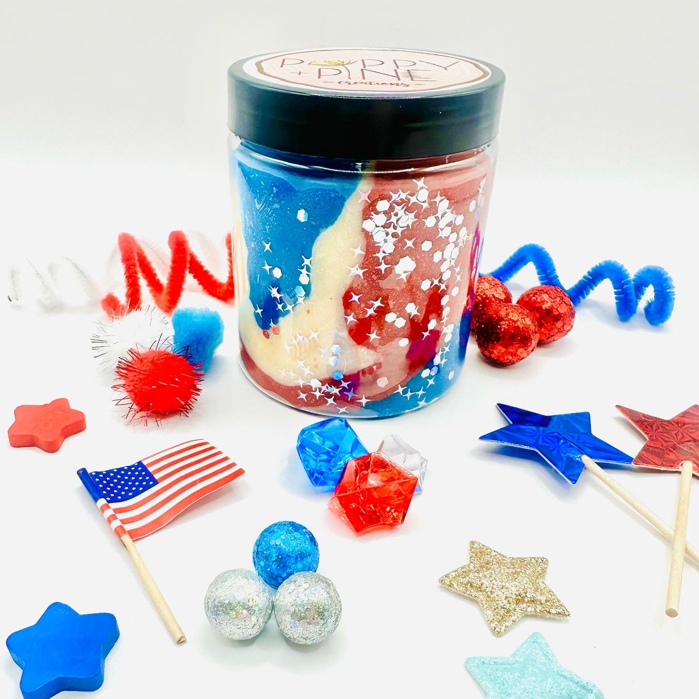 America! Playdough Jars Activity Toys Poppy and Pine Creations   