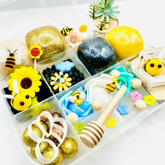 Bumblebee Playdough Sensory Kit Activity Toys Poppy and Pine Creations   