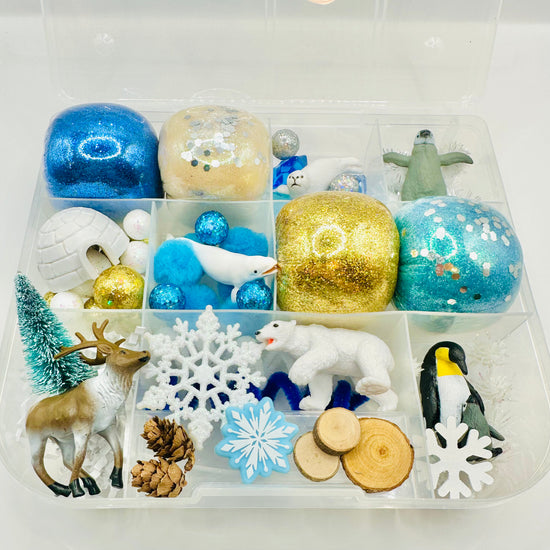 Arctic Playdough Sensory Kit Activity Toys Poppy and Pine Creations   
