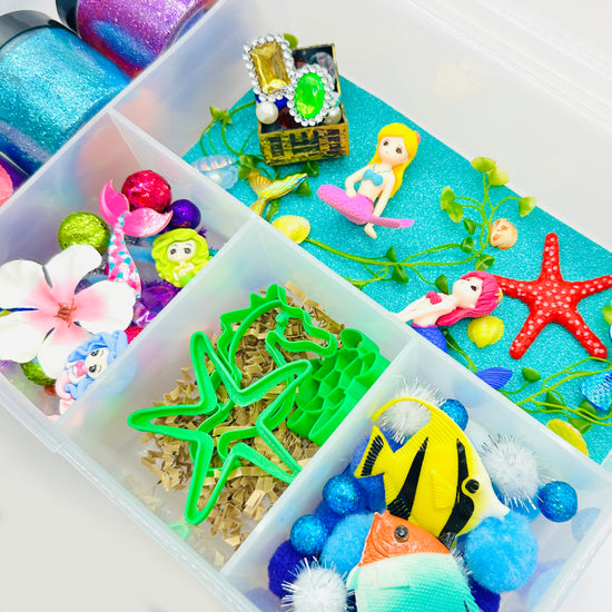 Deluxe Mermaid Playdough Sensory Kit Activity Toys Poppy and Pine Creations   