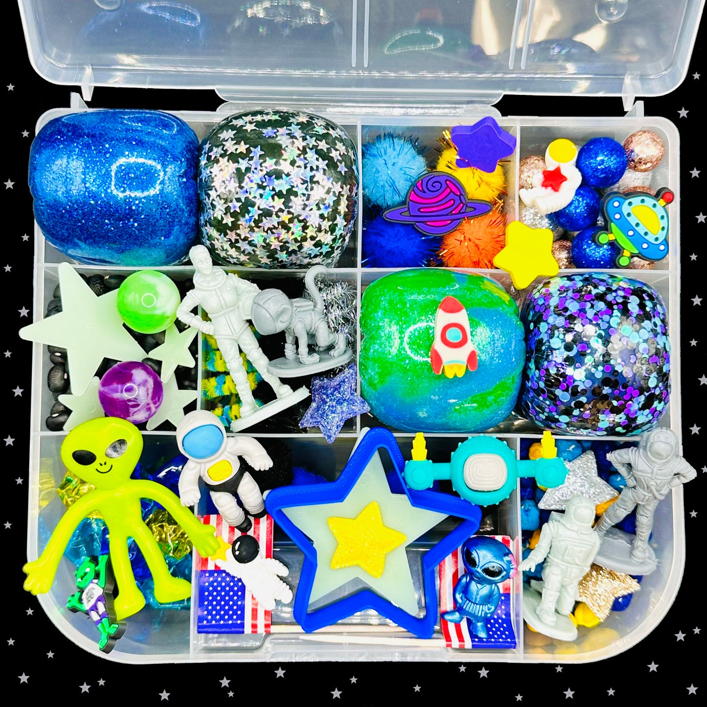 Space Adventure Playdough Sensory Kit Activity Toys Poppy and Pine Creations   