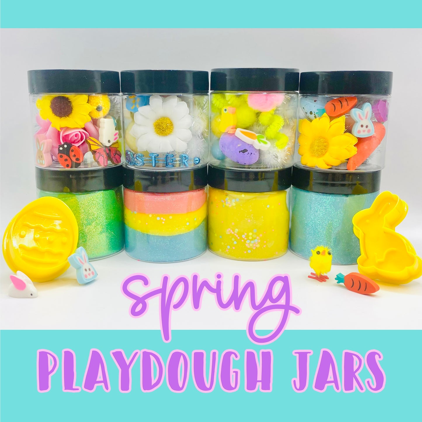 Easter Playdough Jar Kits Activity Toys Poppy and Pine Creations   