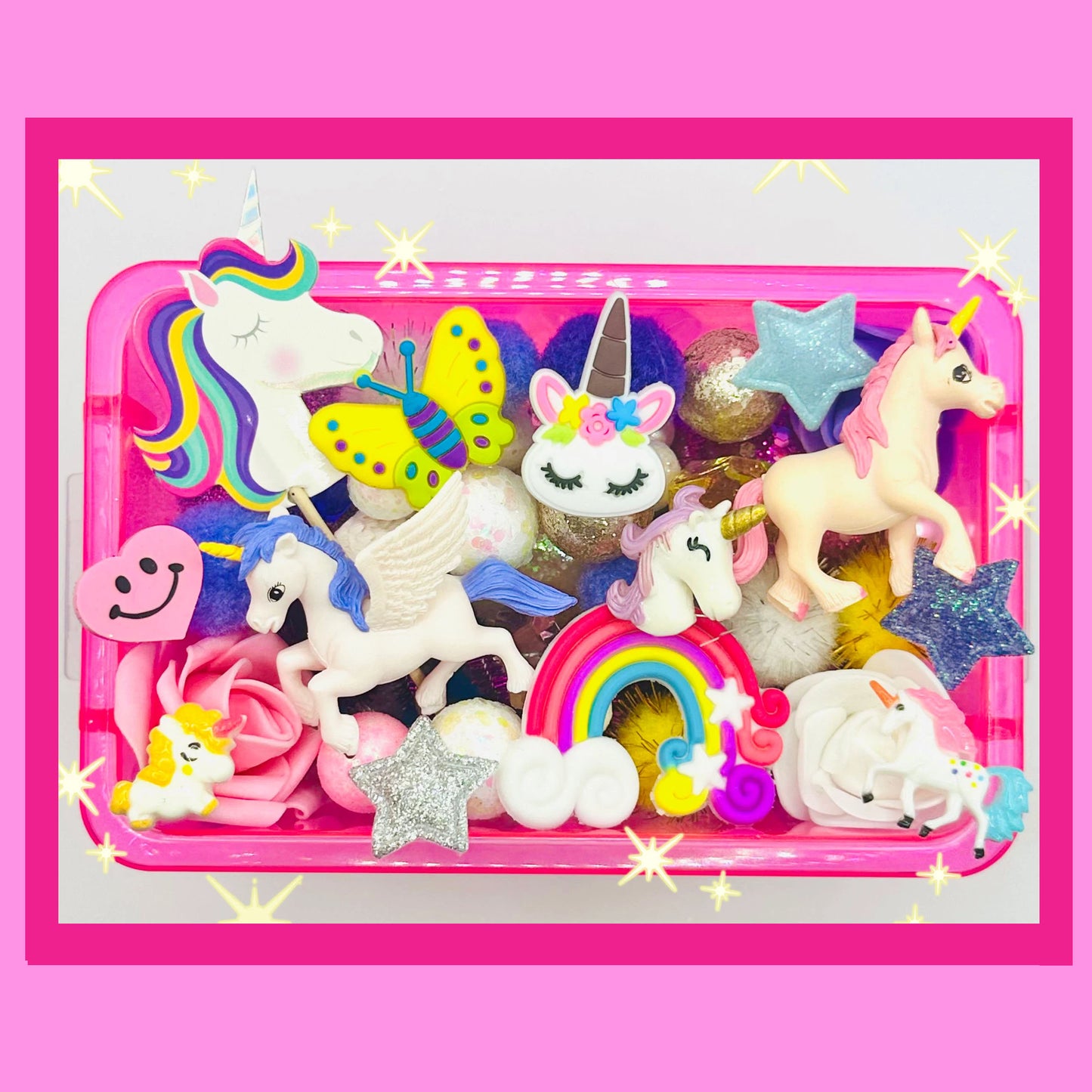 Unicorn Playdough Sensory Box Activity Toys Poppy and Pine Creations   