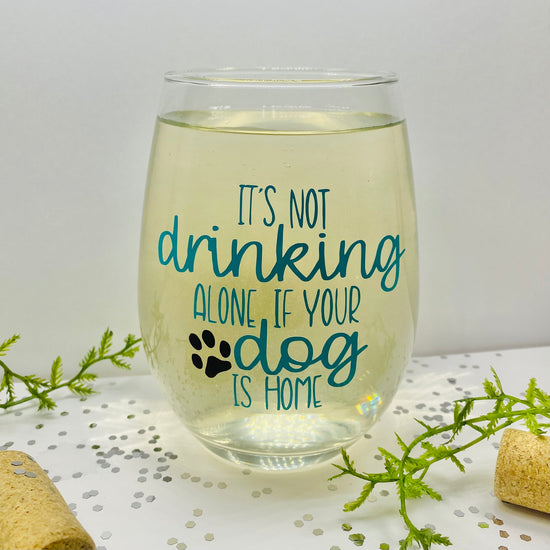 Wine and Dogs 20 oz Wine Glass Glass Poppy and Pine Creations   