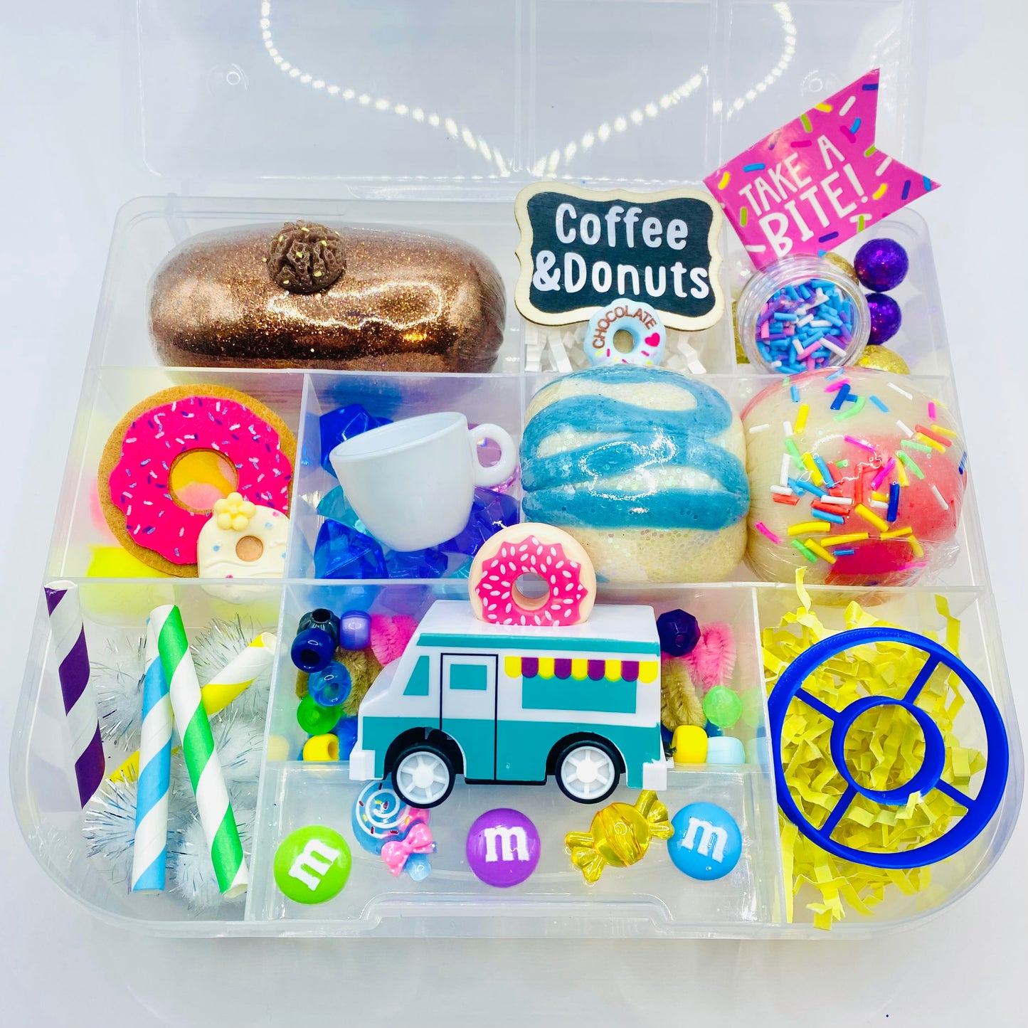 Donuts and Coffee Play Dough Sensory Kit Activity Toys Poppy and Pine Creations   