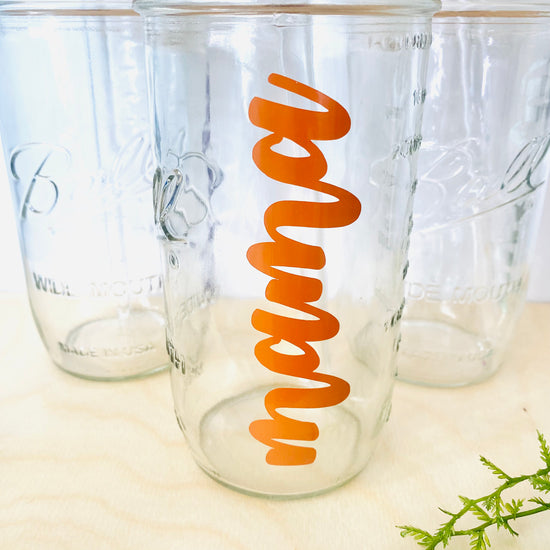 Load image into Gallery viewer, Mama 24 oz Ball Mason Jar Tumbler Glass Poppy and Pine Creations   
