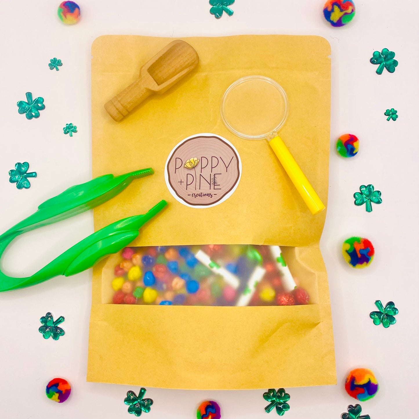 St. Patricks Day Rainbow Discovery Pack Filler Activity Toys Poppy and Pine Creations   