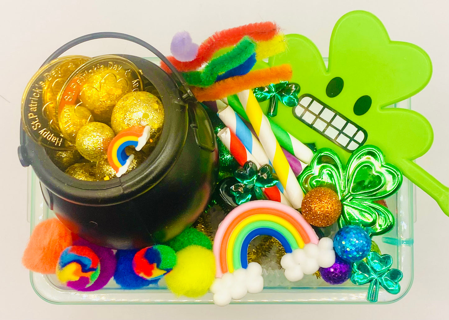 St. Patricks Day Sensory Playdough Box Activity Toys Poppy and Pine Creations   