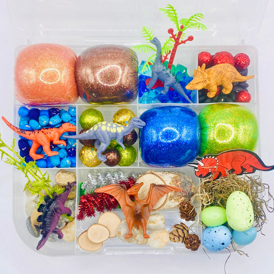 Load image into Gallery viewer, Dinosaur Playdough Sensory Kit Activity Toys Poppy and Pine Creations   

