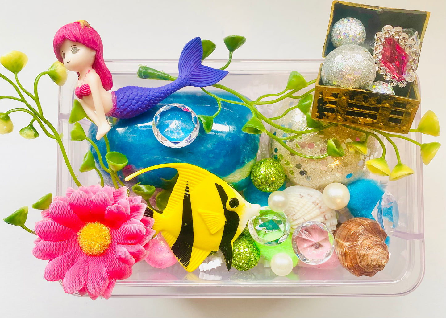 Mermaid Playdough Sensory Box Activity Toys Poppy and Pine Creations   