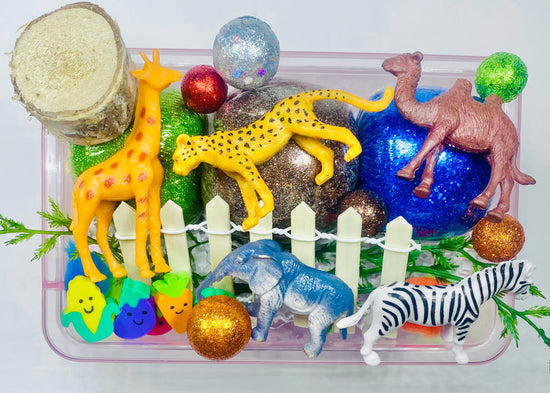 Load image into Gallery viewer, Zoo Playdough Sensory Box Activity Toys Poppy and Pine Creations   
