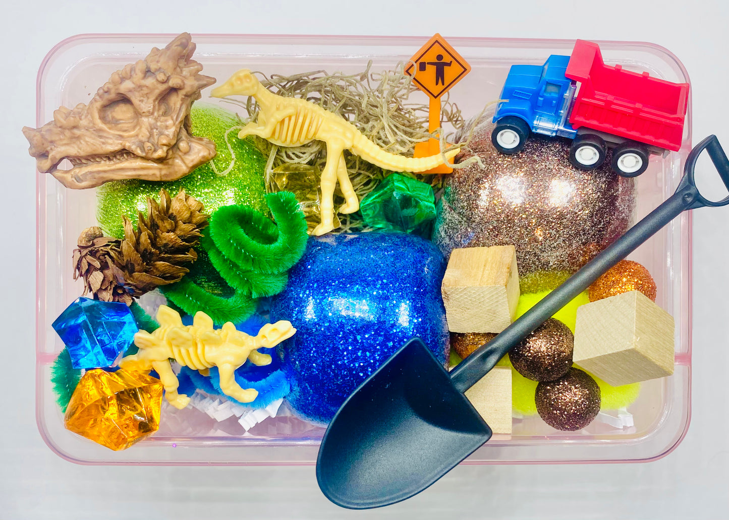 Dinosaur Excavation Playdough Sensory Box Activity Toys Poppy and Pine Creations   