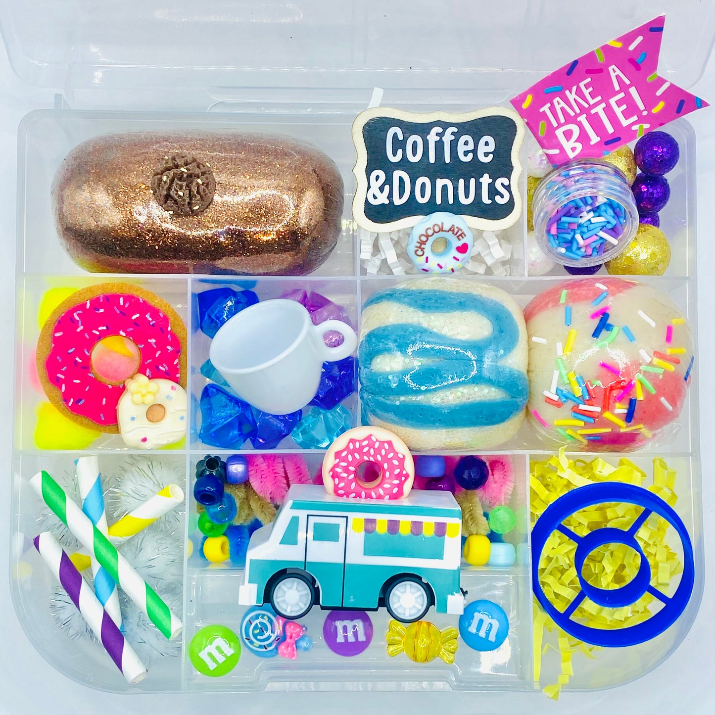Donuts and Coffee Play Dough Sensory Kit Activity Toys Poppy and Pine Creations   